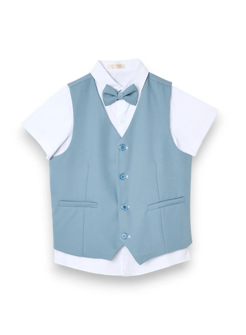 Victor And Jane  Boys 4 Pc set Waistcoat, Shirt, Shorts & Bow Tie Set for Men | Best Price UAE